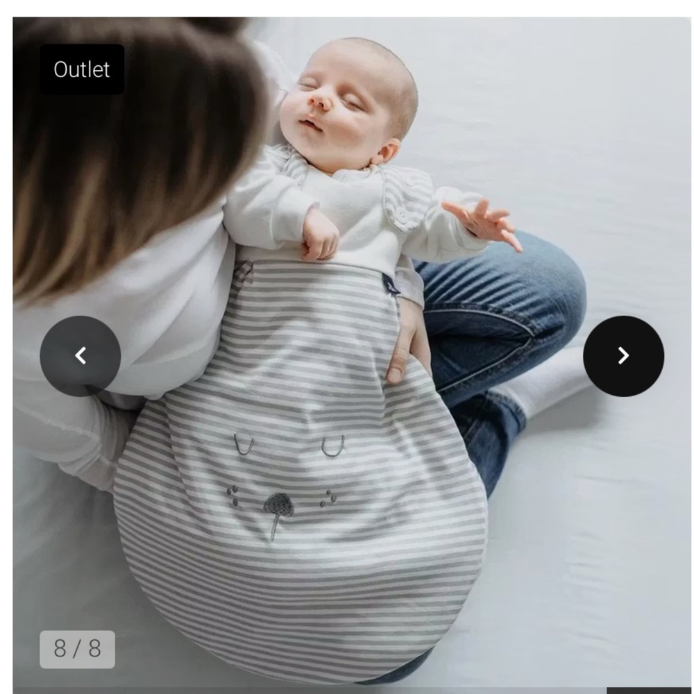 Alvi Unisex Tan/White Striped Quilted Cotton Baby Sleep Sack, MSRP $65
